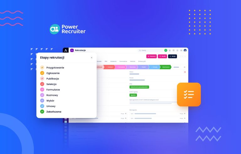 Pasek etapów rekrutacji w AI Power Recruiter na karcie Rekrutacji